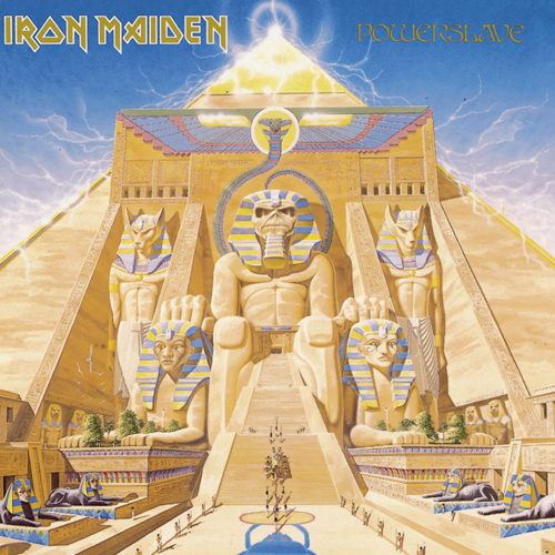 Powerslave - Esclavo del poder - quinto álbum de estudio de 1984. La portada presenta a Eddie the Head como la estatua enorme de un faraón.